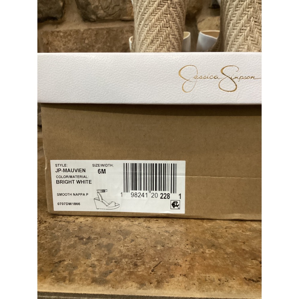 Jessica Simpson Mauvien White Nappa Espadrille Wedge Sandals JP-MAUVIEN 6M New - Picture 8 of 8